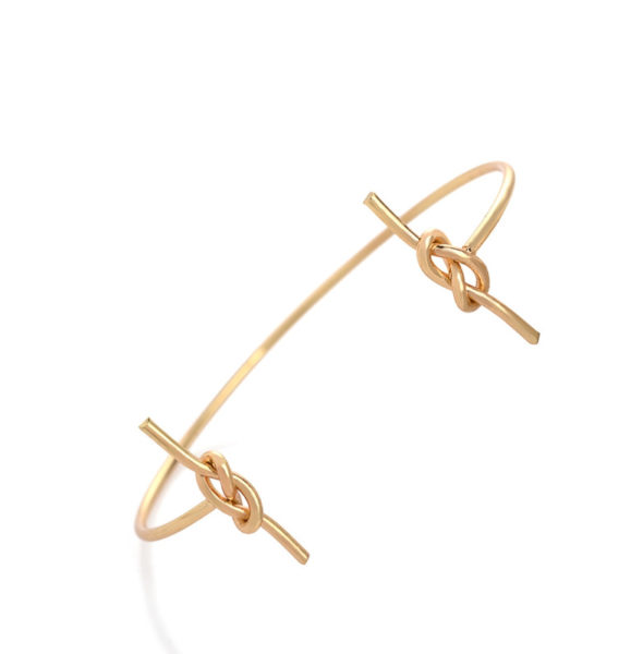 Double_Knot_Knotted_Tie_Thin_Wire_Warp_Cuff_Bracelet