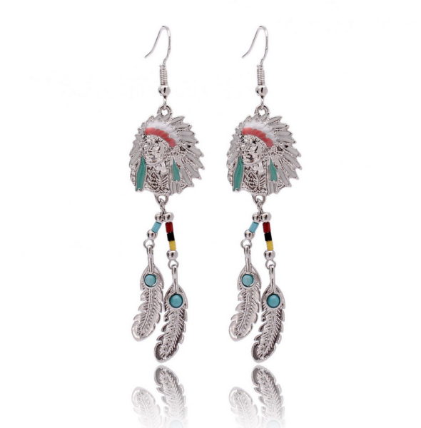 Indian silver indian earrings front
