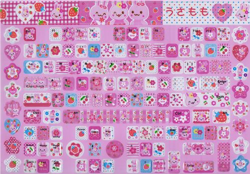 Kawaii Pink Bunny Keyboard Stickers – JuDeLovesYou