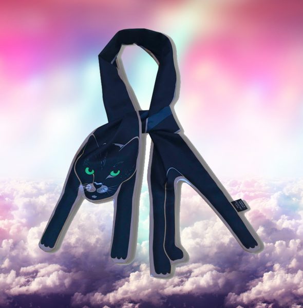 2 Black cat scarf in the clouds