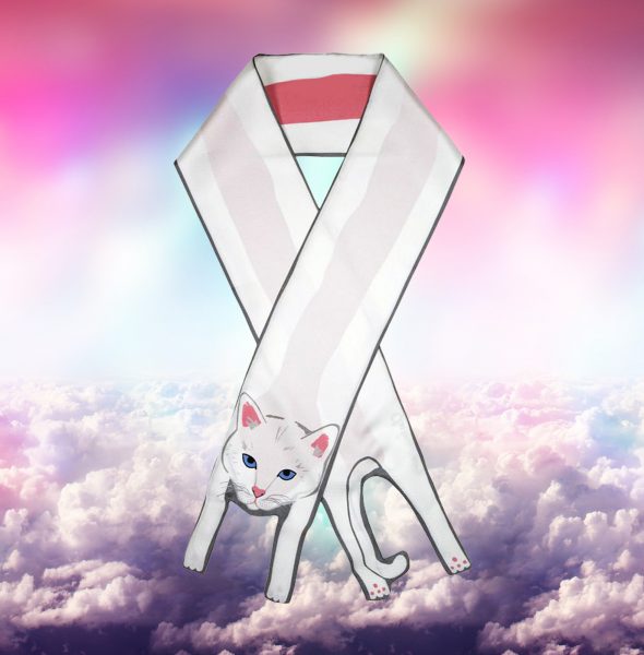 2 White cat scarf in clouds