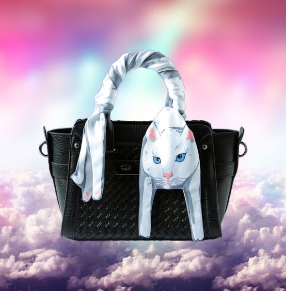 3 White cat scarf in clouds